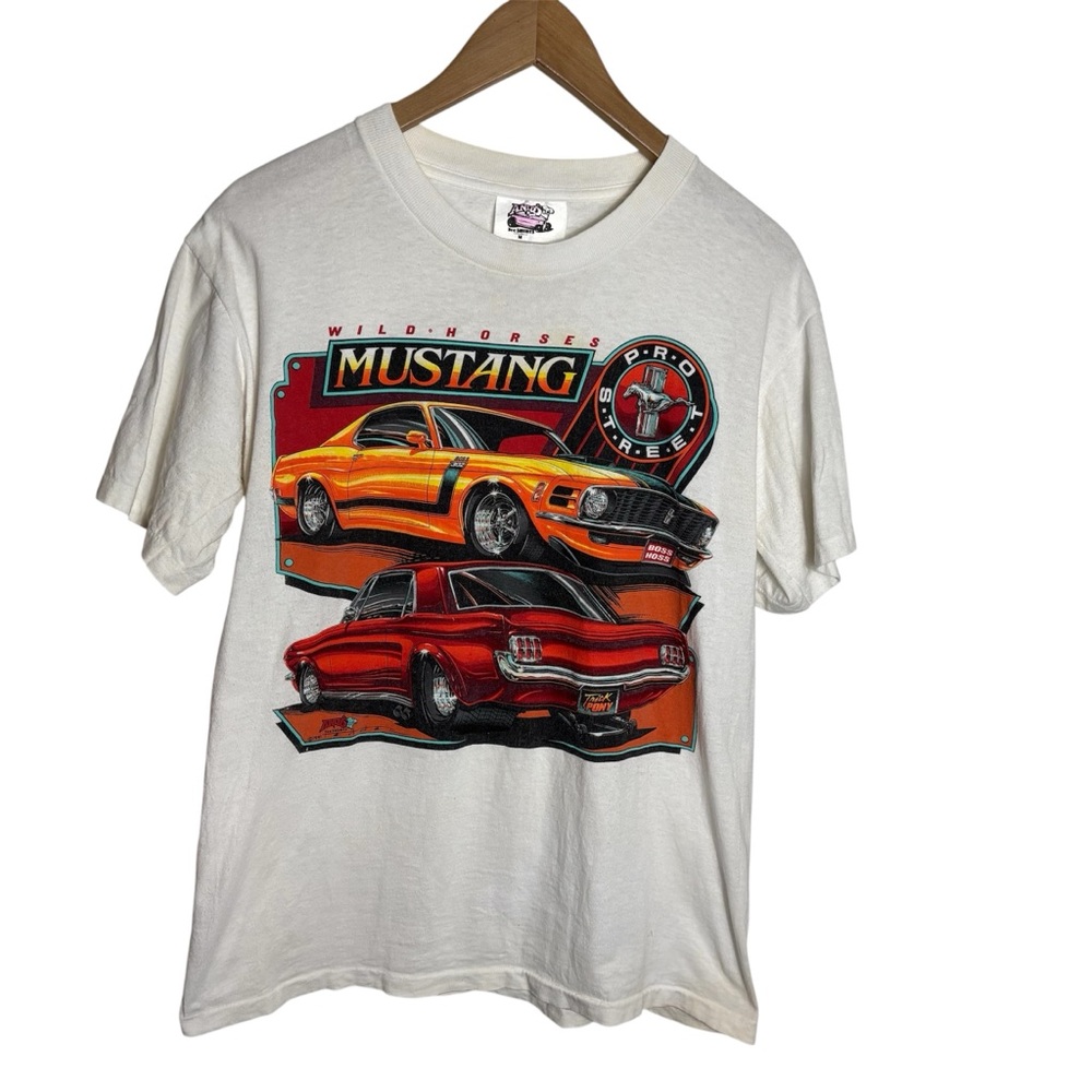 Vintage 1991 Andy’s Tee shirts wild horse Mustang classic car T shirt size M USA
